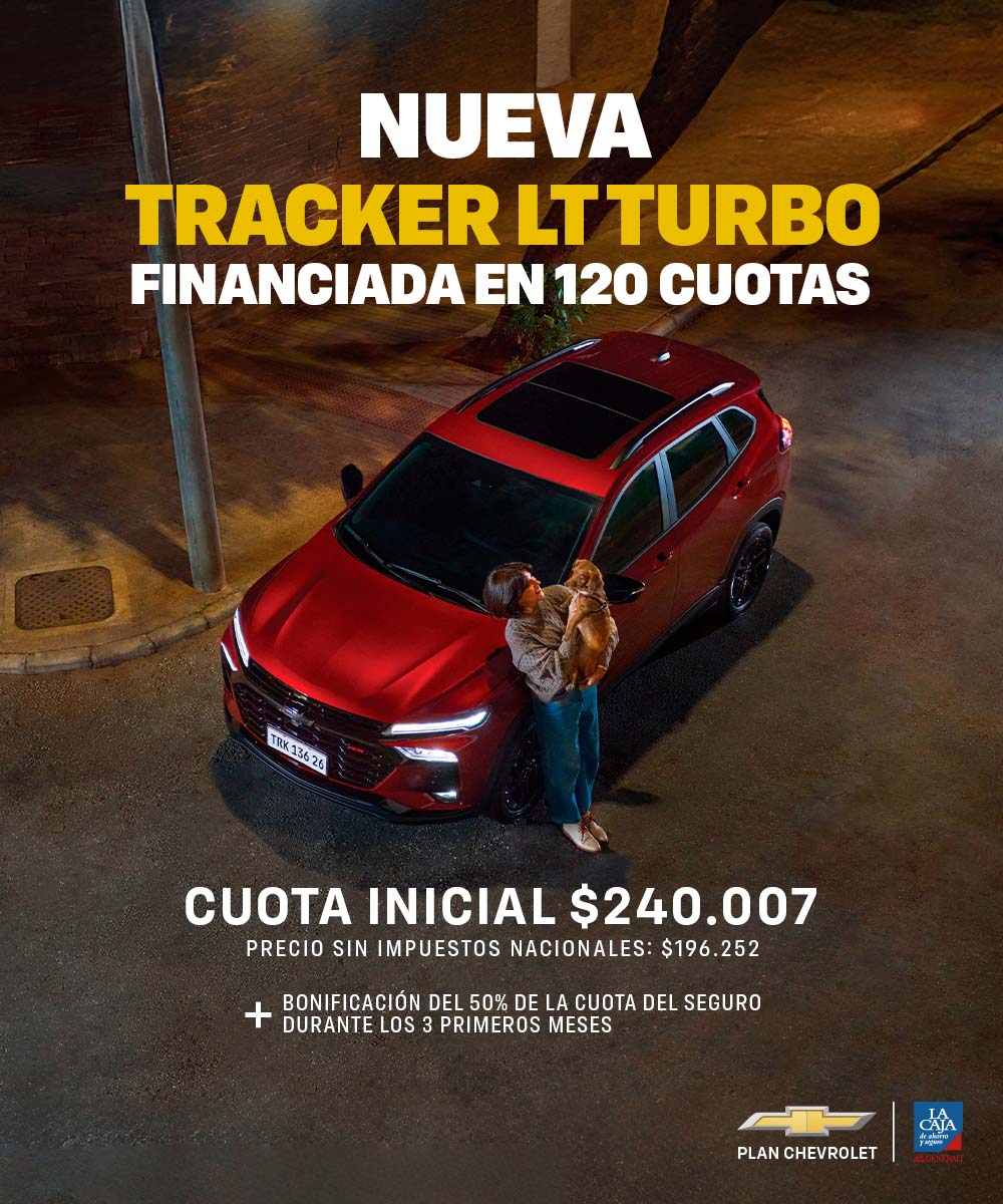Chevrolet Tracker LT Turbo financiada en 120 cuotas